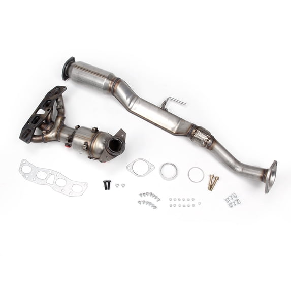 Front & Rear Catalytic Converter for 2002-2006 Nissan Altima 2.5L, Polished Stainless Steel, 2-Piece