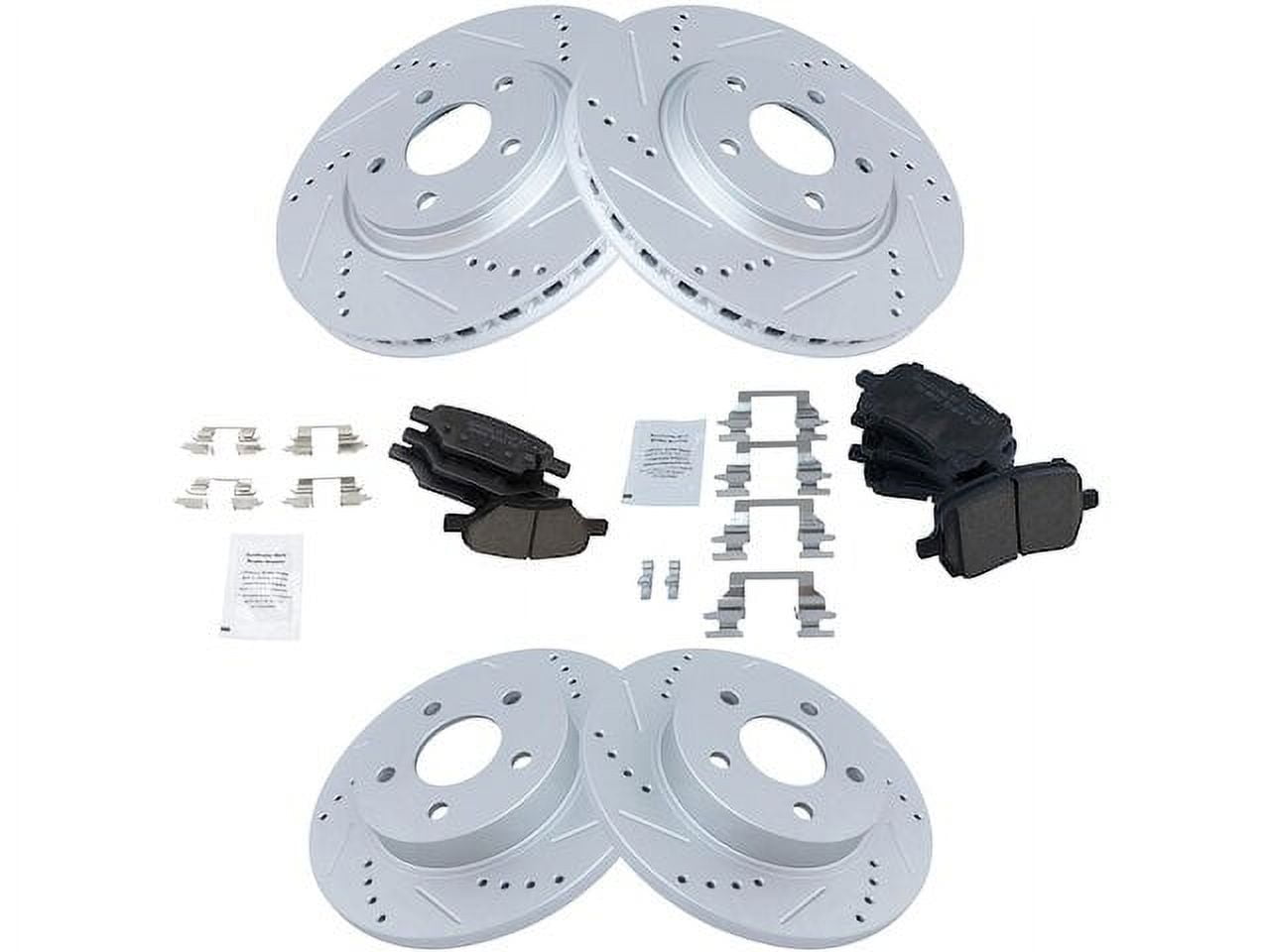 Front and Rear Ceramic Brake Pad and Cross Drilled and Slotted Rotor