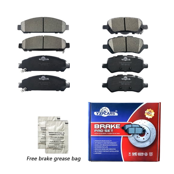 Front Rear Ceramic Brake Pad w/Hardware for 2009 2010 2011 12-2016 Toyota Venza
