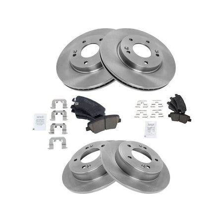 Front and Rear Ceramic Brake Pads and Rotor Kit - 5 Lug - Vented Front Rotors - Solid Rear Rotors - Compatible with 2012 - 2016 Hyundai Veloster 1.6L 4-Cylinder Naturally Aspirated 2013 2014