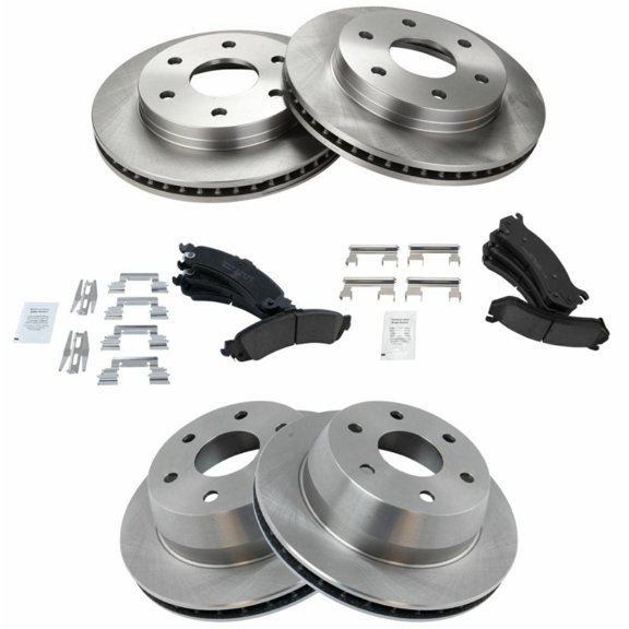 Front & Rear Ceramic Disc Brake Pad & Rotor Kit w/Chemicals for GM