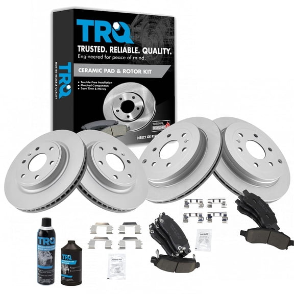 Front & Rear Ceramic Disc Brake Pads & G-Coated Rotor Kit for GM Truck SUV BKA15055 Fits select: 2009-2017 CHEVROLET TRAVERSE, 2007-2016 GMC ACADIA