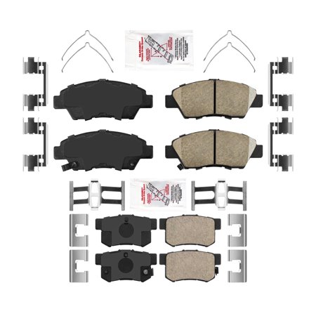 Front & Rear Ceramic Disc Brake Pads Hardware For Honda CR-Z 2011-2015