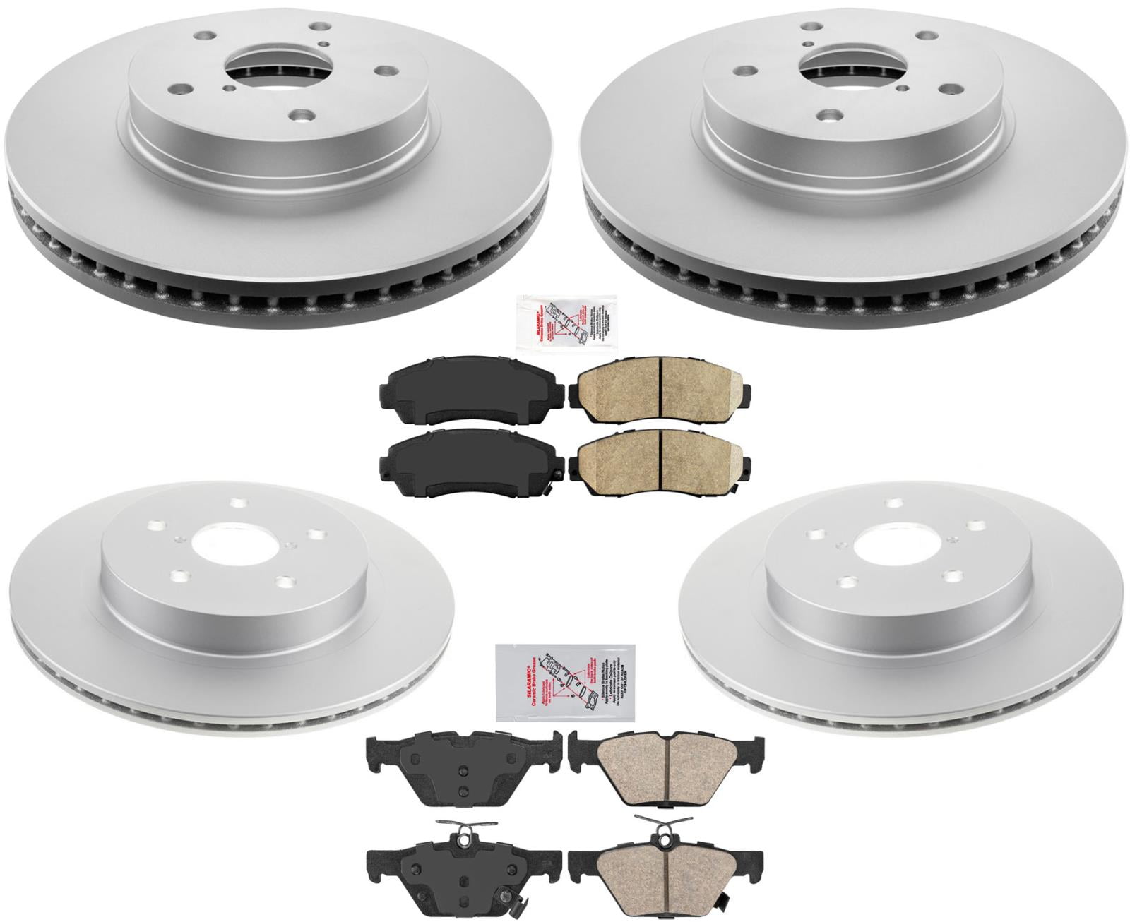 Front & Rear Coated Brake Rotors & Brake Pads For Subaru Legacy 2.5L 20162019
