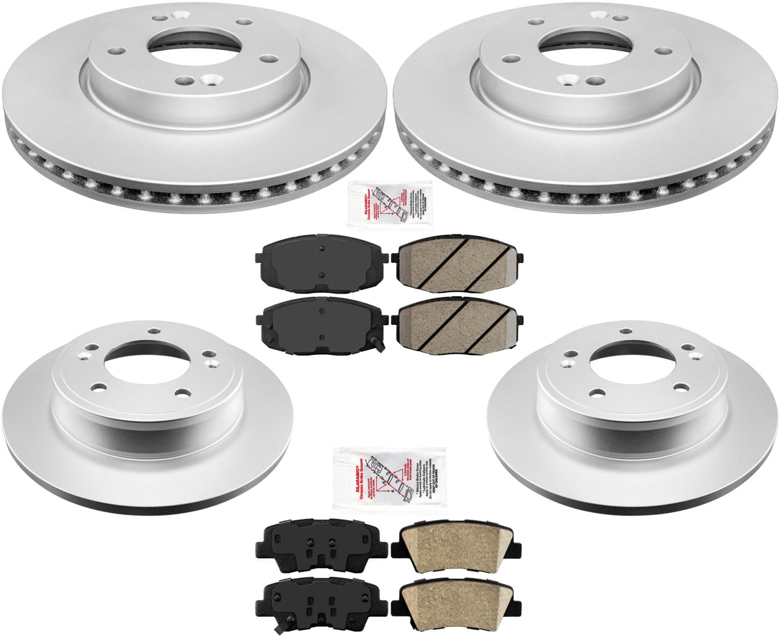 Front & Rear Coated Brake Rotors & Ceramic Brake Pads For 20142016 Kia