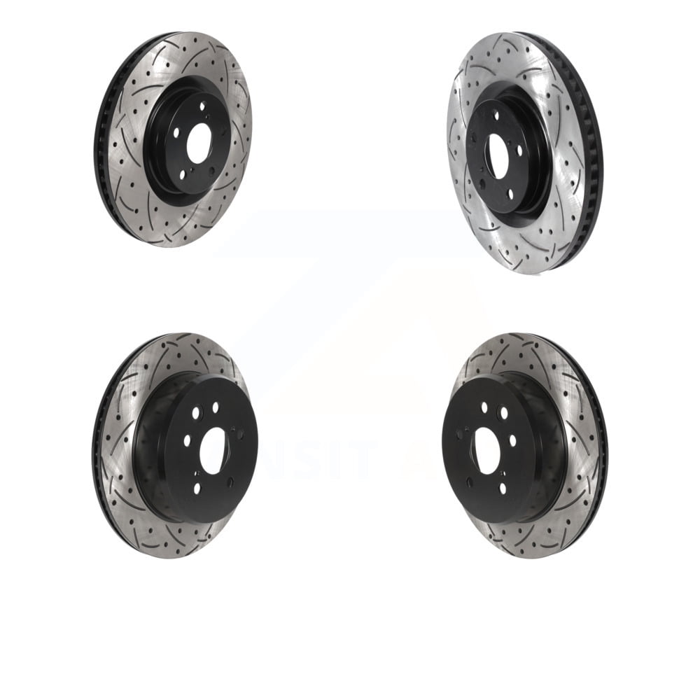 DSOne Front Rear Coated Drilled Slotted Disc Brake Rotors Hub Assembly