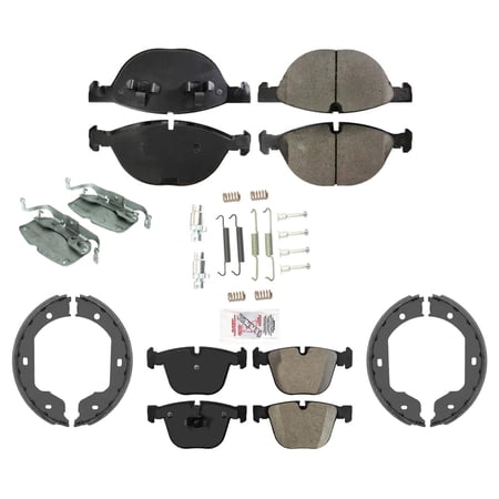 Front + Rear Disc Brake Pads Parking Brake Shoes For BMW X6 xDrive 5.0i 08-2017