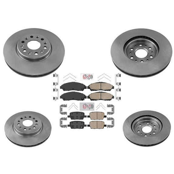Front & Rear Disc Coated Rotors Ceramic Pads for 2018-2021 Chevrolet Traverse