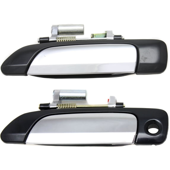 Front and Rear Driver Side Exterior Door Handles Chrome Lever with Smooth Black Bezel Front Driver Side - With Key Hole Rear Driver Side - w/o Key Hole for 2001-2004 Honda Civic DX 4 Cyl 1.7L