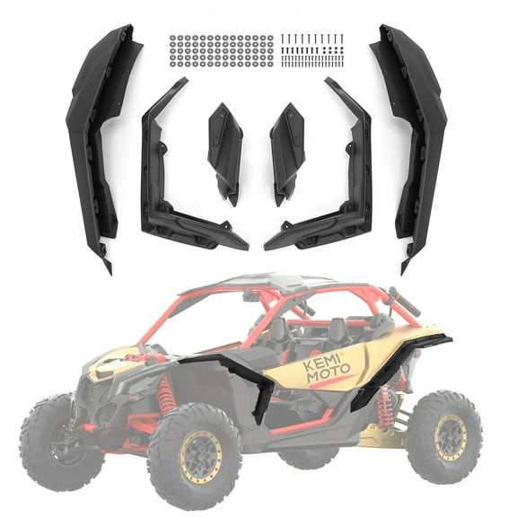 Front & Rear Fender Flares Extended Mud Flaps Mud Guards Compatible with Can-Am Maverick X3 & X3 Max DS RS RC MR Turbo RR 2017-2023 Replace #715002973