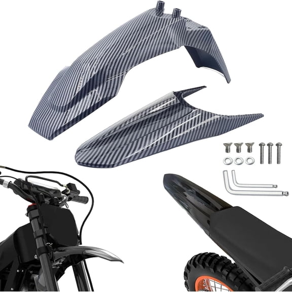 Front & Rear Fender Set Compatible Fit for Electric Dirt Bike - Compatible Carbon Fiber Pattern Mudguard for Off-Road Motorcycle (Carbon Fiber Pattern)