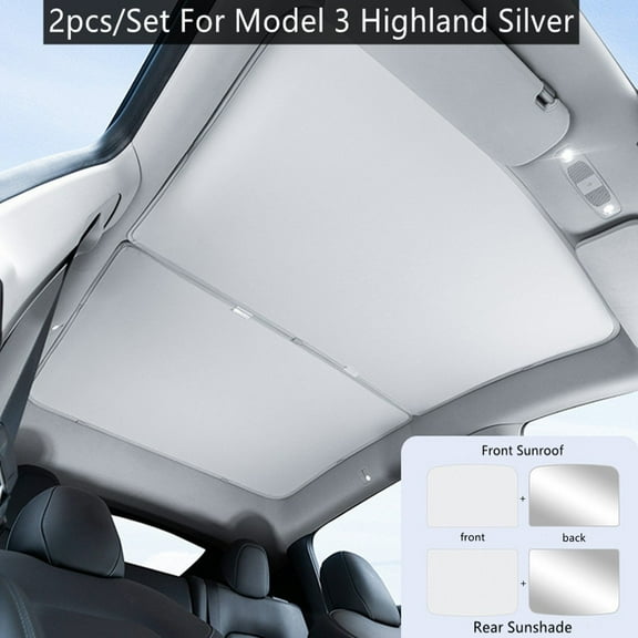 Front/Rear Glass Sun Roof Shade Sunshade For Tesla For Model 3 Sunshade Silver/Black Car Acesssories Tools