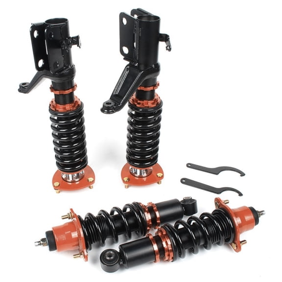 Front Rear Left Right Suspension Struts & Springs Shocks Red Adjustable Set - Coil Spring, Shock, Strut, Coilover Kit