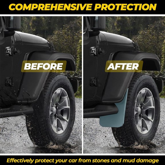 Front & Rear Mud Flaps for Wrangler JL 2018-2025 Heavy Duty Splash Guards Replace OEM 4PCS