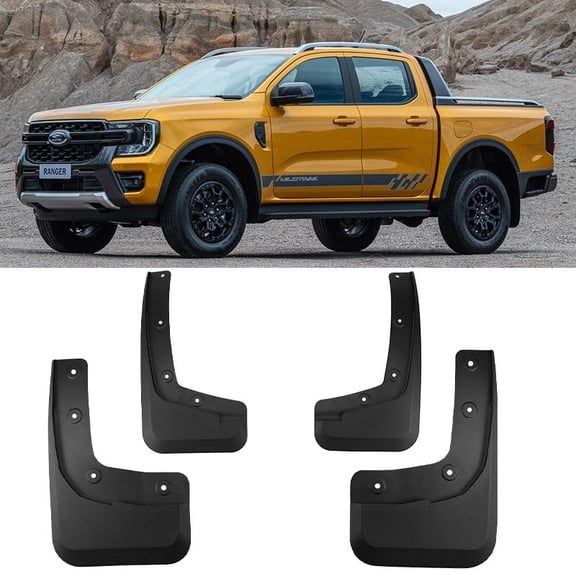Front & Rear Mud Guards Ford Ranger 2024 Front and Rear - Black, 4 Pc Mud Flaps for Pickup Trucks Splash Guard Compatible with Ranger 2024 Accessories
