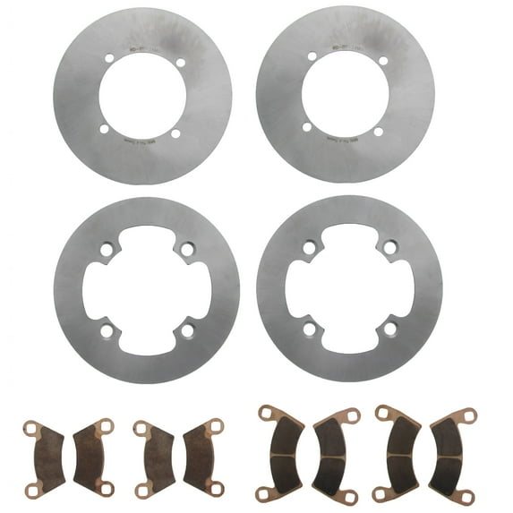 Front & Rear MudRat Brake Rotors & Brake Pads 2010 2011 Polaris Ranger HD 800