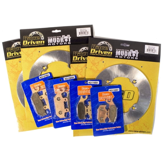 Front Rear MudRat Brake Rotors & Brake Pads 2014-16 Can-Am Commander Max XT 1000
