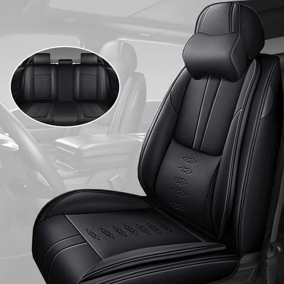 (Front and Rear Seats) Seat Covers for Infiniti 99% Car Models,Leather Car Seat Cushions,Easy to Clean and Install,Waterproof Seat Cover for Cars(Black,Pillows)