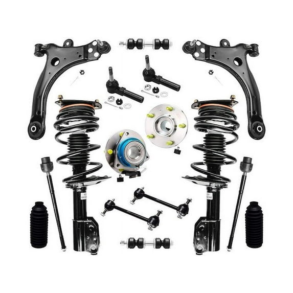 Front and Rear Strut Coil Spring Control Arm Tie Rod Kit - Compatible with 2000 - 2013 Chevy Impala 2001 2002 2003 2004 2005 2006 2007 2008 2009 2010 2011 2012