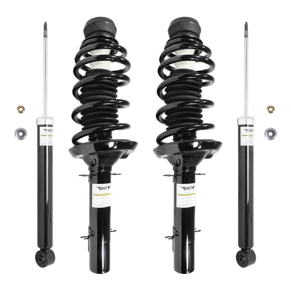 Unity Automotive 4-11100-257010-001 Fnt & Rr Complete Strut Assembly Shock Kit For 1998-2010 Volkswagon Beetle, 1999-2006 Volkswagon Golf, 1999-2005 Volkswagon Jetta