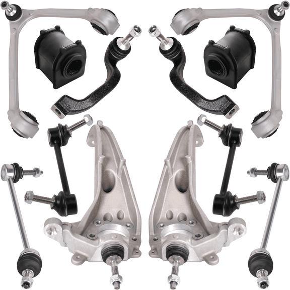 Front & Rear Suspension Kit AUTOACER 12p - Upper Control Arms, Steering Knuckle Arms, Bushings, Stabilizer / Sway Bar Links & Tie Rod Ends Compatible with LS 2000 - 2002, THUNDERBIRD 2002 - 2003 