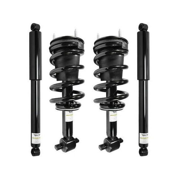 Front and Rear Suspension Strut Coil Spring and Shock Absorber Assembly Kit - 4 Piece - Compatible with 2007 - 2013 GMC Sierra 1500 (Excludes Electronic Suspension) 2008 2009 2010 2011 2012