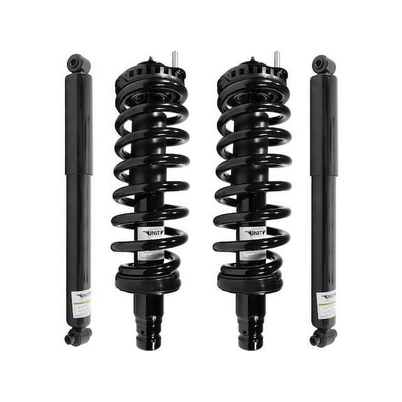 Front and Rear Suspension Strut Coil Spring and Shock Absorber Assembly - Set of 4 - Compatible with 2002 - 2009 GMC Envoy 4.2L 6-Cylinder (For Vehicles with Rear Air Springs) 2003 2004 2006 2007