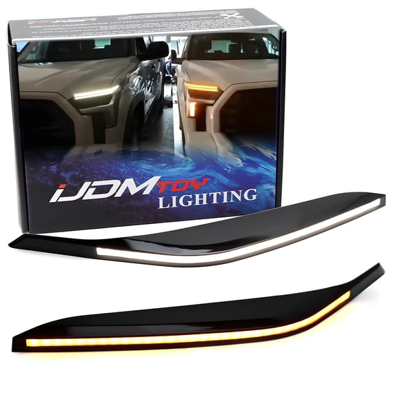 Above Front Road Illuminating Light Fit Switchback LED Daytime Running Eye Lid Kit For 2022/23-Up Tundra/Sequoia, White LED DRL, Amber LED Sequential Blink Turn Signal Feature