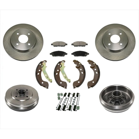 Front Rotors Brake Pads Drums Shoes Springs for Nissan Versa 1.6L Only 12-19