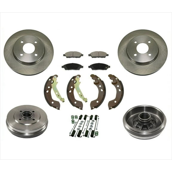 Front Rotors Brake Pads Drums Shoes Springs for Nissan Versa 1.6L Only 12-19