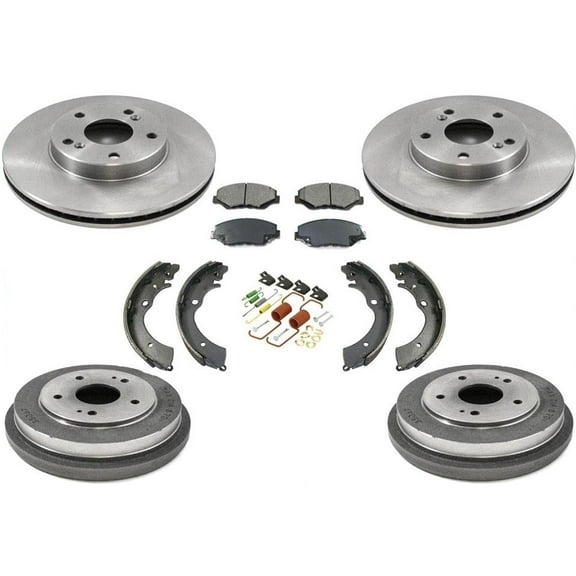 Front Rotors Brake Pads Rear Drums Shoes & Springs for Honda Accord 2.4L 03-07