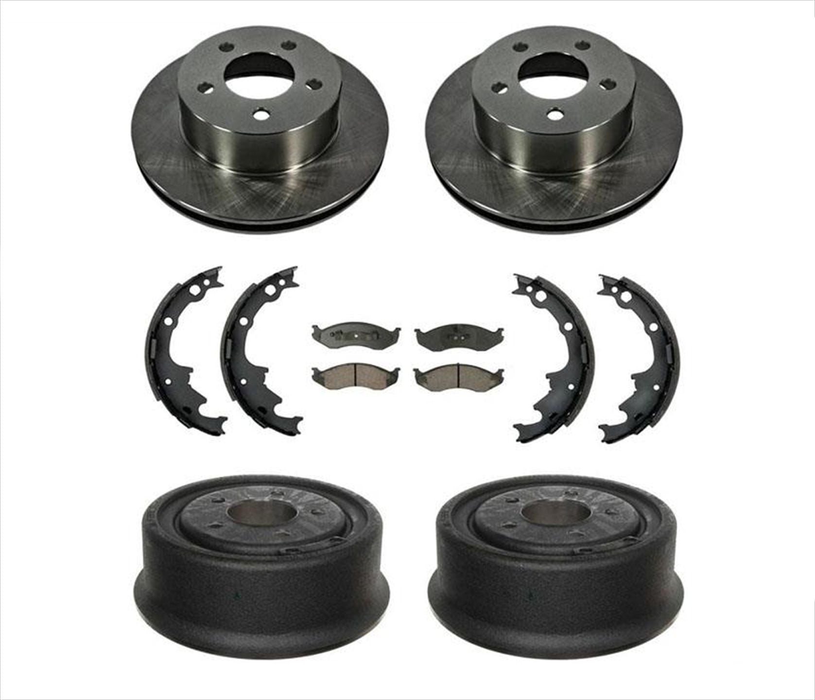 Front Rotors Rear Drums Brake Pads Brake Shoes for Jeep Wrangler 9098