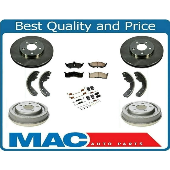 Front Rotors Rear Drums Brake Pads Shoes Spring Kit for Dodge Neon 00-05