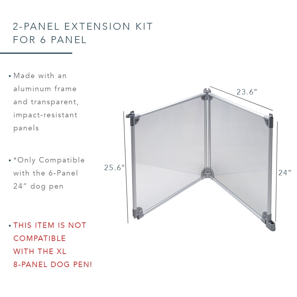 Front Row 2 Panel Extension for Foldable Dog Playpen, 30 in , Silver