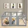 thumbnail image 1 of Front Row 6-Panel, 30 in Height Plastic Indoor/Outdoor Pet Playpen Cage for Dogs & Puppies, Gray, 1 of 9
