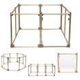 thumbnail image 1 of Front Row Foldable Dog Playpen Pen, Durable Indoor Outdoor Portable Crate Kennel Safe Accessories for Puppy, Cat, Bunny, Pet for Play Exercise Rest with Clear Transparent Panels and Gold Rods, 1 of 8