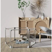 Front Row Foldable Playpen for Cats & Dogs Indoor Dog Kennel Pet House, Transparent