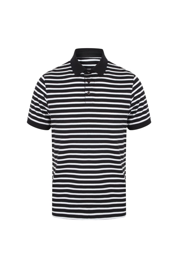 Front Row Mens Striped Jersey Polo Shirt