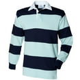 thumbnail image 1 of Front Row Sewn Stripe Long Sleeve Sports Rugby Polo Shirt, 1 of 3