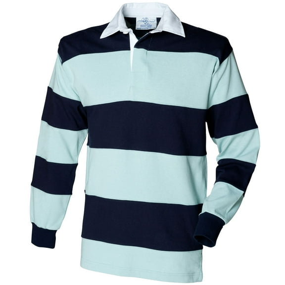Front Row Sewn Stripe Long Sleeve Sports Rugby Polo Shirt