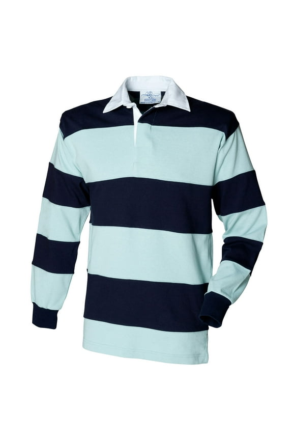 Front Row Sewn Stripe Long Sleeve Sports Rugby Polo Shirt