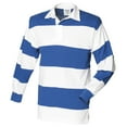 thumbnail image 1 of Front Row Sewn Stripe Long Sleeve Sports Rugby Polo Shirt, 1 of 3