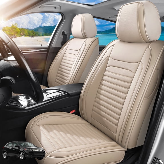 Front Seat Covers Fit for Honda HRV 2016-2026,Breathable Faux Leather Front Car Seat Covers,Waterproof Anti-Slip Wear-Resistant & Easy to Clean Automotive Seat Covers (Beige, Front Seat)