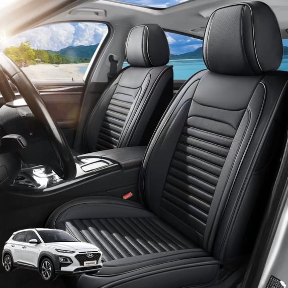 Front Seat Covers Fit for KIA Forte 2010-2026,Breathable Faux Leather Front Car Seat Covers,Waterproof Anti-Slip Wear-Resistant & Easy to Clean Automotive Seat Covers (Black, Front Seat)