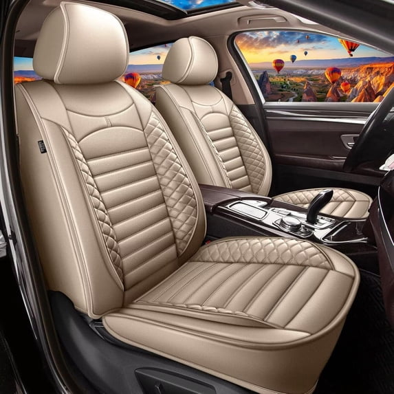 Front Seat Covers Fit for Lexus RZ 300e/400e 2023-2025,Premium Faux Leather Luxury Car Seat Protector,Breathable Full Coverage Automotive Seat Accessories Beige,Front Set(2 Seats)