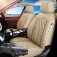 thumbnail image 1 of Front Seat Covers Fit for Ford Escape 2001-2026, Premium Faux Leather Waterproof Breathable Anti‑Slip Seat Protectors, Beige, 1 of 7