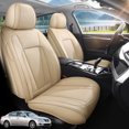 thumbnail image 1 of Front Seat Covers Fit for Hyundai Genesis 2009-2016, Premium Faux Leather Waterproof Breathable Anti‑Slip Seat Protectors, Beige, 1 of 7