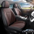 thumbnail image 1 of Front Seat Covers Fit for Hyundai Santa Fe 2001-2026, Premium Faux Leather Waterproof Breathable Anti‑Slip Seat Protectors, Black&Brown, 1 of 7