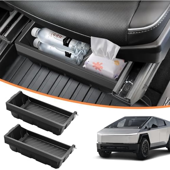 Front Under Seat Storage Box Compatible With Tesla Cybertruck 2024, Hidden ABS Under-Seat Storage Tray, 2PCS Front UnderSeat Organizers For Driver Passenger Seats$$Vehicle Parts & Accessories