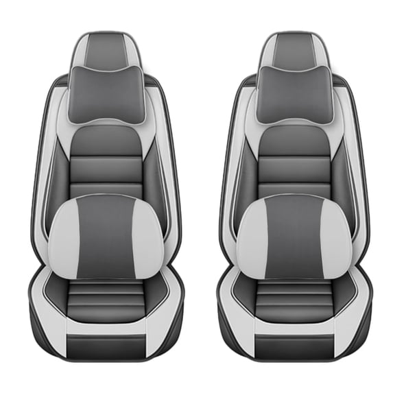 (Front Seats)Car Seat Covers for Jeep 99% Car Models,Artificial Leather Seat Covers for Cars,Waterproof Car Interior Seat Cushions(Gray and White,Luxury)